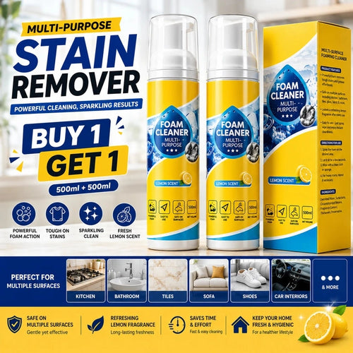 Multipurpose Stain Remover (Foam Cleaner, Multi-Surface Cleaning Spray for Car Seats, Upholstery, Leather, Fabric, Carpet, Sofa & Shoes)-Pack of 2